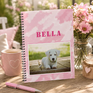 Süßes abstraktes rosa Hunde-Foto und Name Notizbuch