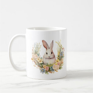 Süßes Adorable Kaninchen mit Blume Kaffeetasse