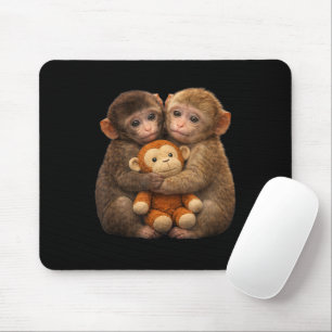 Süßes Affenpaar umarmt sich - Plüsch-Kunst mit Aff Mousepad