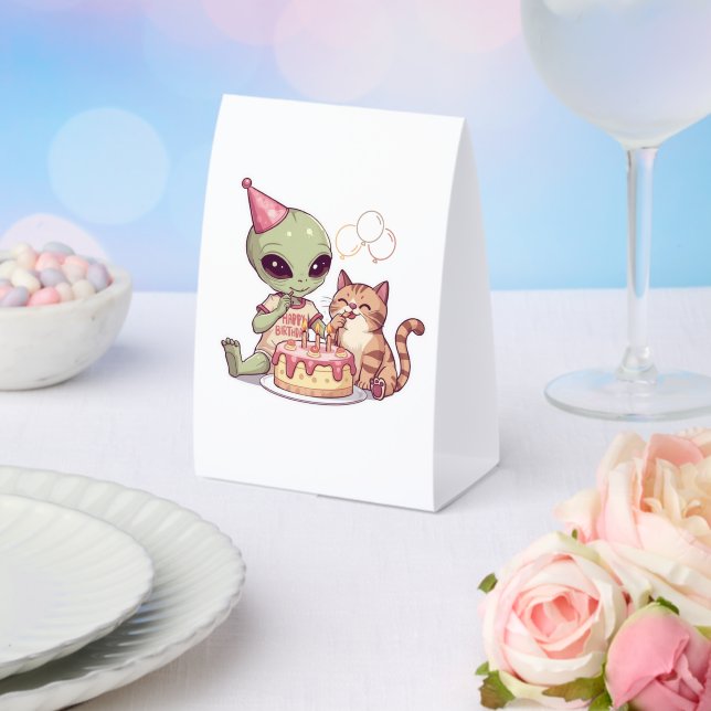 Süßes Alien-Geburtstagsfeier-Design Tischaufsteller (In Situ (Hochzeit))