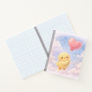 Süßes Alma-Mädchen mit Herzballon Notizbuch