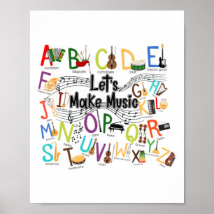 Süßes Alphabet-Design für Musiklehrer Männer Fraue Poster