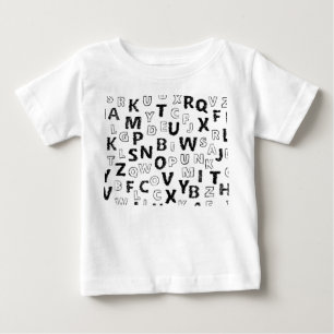 Süßes Alphabet-Kinder-T-Shirt Schwarz & Weiß Buc Baby T-shirt