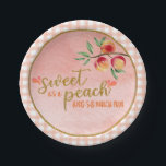 Süßes als Pfirsichplatte - Gingham (P) Pappteller<br><div class="desc">Perfekt,  um jeden süßen als Peach Party zu ergänzen!</div>