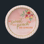 Süßes als Pfirsichplatte - Gingham (P) Pappteller<br><div class="desc">Perfekt,  um jeden süßen als Peach Party zu ergänzen!</div>