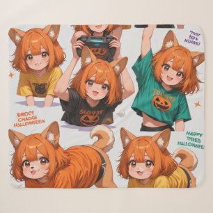 Süßes Anime-Fuchs-Mädchen-Aufkleberblatt Sherpadecke
