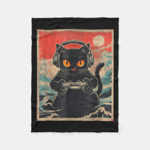 Süßes Anime-Gamer Kawaii-Katze Japanisches Gaming- Fleecedecke