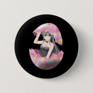 Süßes Anime-Mädchen Osterhase Ei Niedlich Waifu Os Button