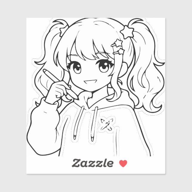 Süßes Anime-Mädchen-Sticker Aufkleber (Blatt)