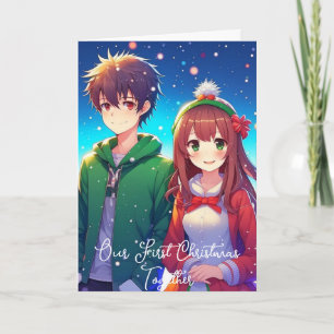 Süßes Anime-Paar   Unser erstes Weihnachten Karte