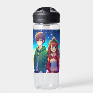 Süßes Anime-Paar Weihnachten Trinkflasche