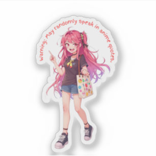 Süßes Anime-Teenager-Mädchen-Sticker – „Achtung: K Aufkleber