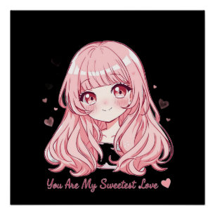 Süßes Anime-Valentins-Sweatshirt Poster