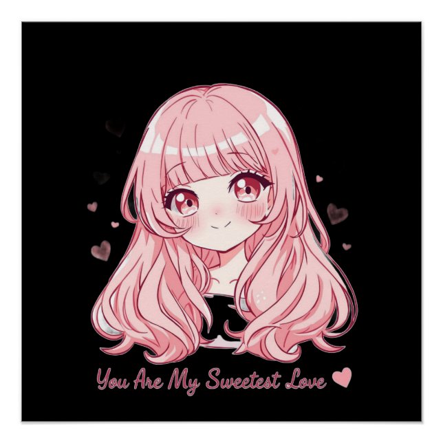 Süßes Anime-Valentins-Sweatshirt Poster (Vorderseite)
