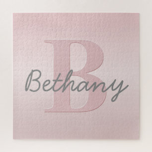 Süßes anpassbares rosa Monogramm & Ihr Name Skript