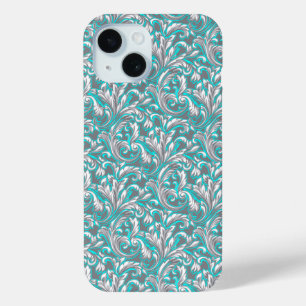 Süßes aqua-graues nahtloses Blumenmuster Case-Mate iPhone Hülle