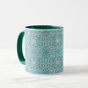 Süßes aqua-graues nahtloses Blumenmuster Tasse