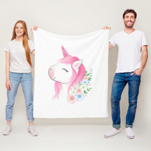 Süßes Aquarell-Baby-Einhorn Custom Na Fleecedecke