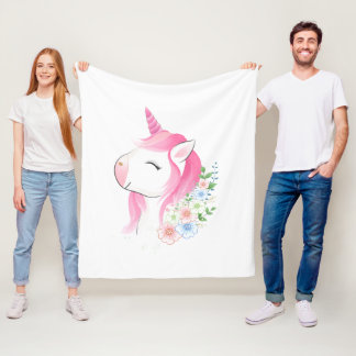 Süßes Aquarell-Baby-Einhorn Custom Na Fleecedecke