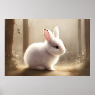 Süßes Aquarell-Baby-Hasen-Poster Poster