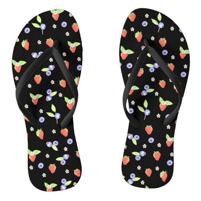 Süßes Aquarell Blaubeere Erdbeermuster Flip Flops (Fußbett)
