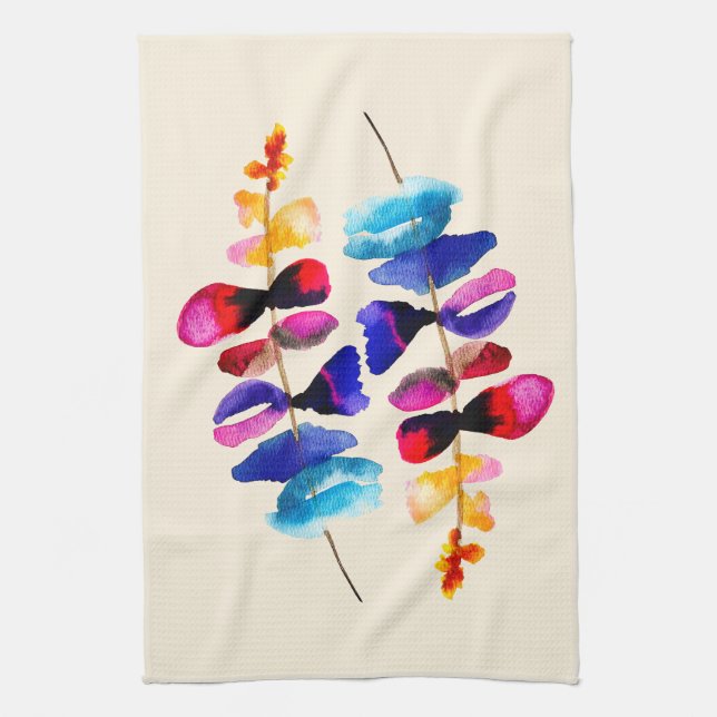 Süßes Aquarell-Blumendesign Geschirrtuch (Vertikal)