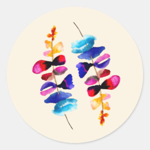 Süßes Aquarell-Blumendesign Runder Aufkleber