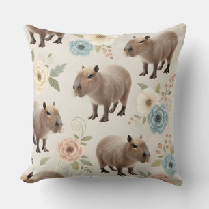 Süßes Aquarell-Capybara-Nahtloses Muster Kissen