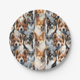 Süßes Aquarell-Corgi-Hund-Muster Pappteller