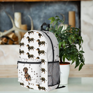 Süßes Aquarell-Dackel-Hund-Muster-Monogramm Bedruckter Rucksack