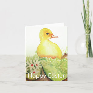 Süßes Aquarell-Entenküken-Osterflorales Dankeskarte