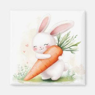 Süßes Aquarell-Osterhäschen Karotte Magnet