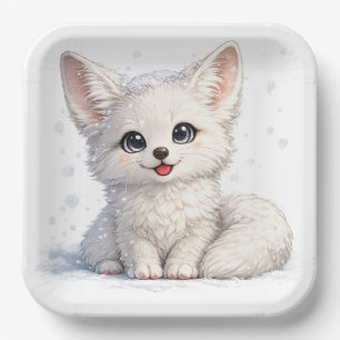 Süßes Arktis-Fuchs-Cozy-Design mit positiven Vibes Pappteller