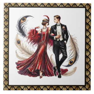 Süßes Art Deco Paar Fliese