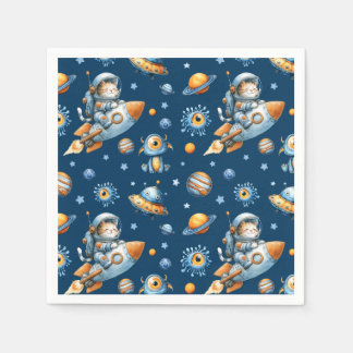 Süßes Astronaut Katzen Weltraum Galaxie Muster Serviette
