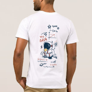 Süßes Astronaut Weltraum Cartoon Rücken Druck T-Sh T-Shirt