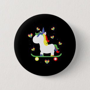 Süßes autistisches Skateboarding-Einhorn-Magie-Her Button