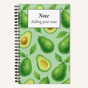 Süßes Avocado-Muster Grünes ästhetisches Fruchtg Notizbuch