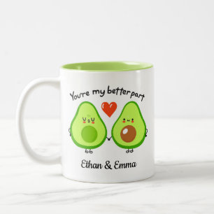 Süßes Avocado-Paar Valentinstag Geschenk Zweifarbige Tasse