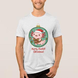 Süßes Axolotl-Weihnachtsschmuck Unisex T-Shirt Tri-Blend Shirt