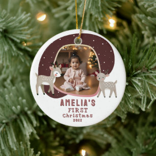 Süßes Baby, 1. Weihnachtsfoto Rentier Keramik Ornament