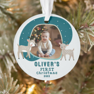 Süßes Baby, 1. Weihnachtsfoto-Rentier Ornament