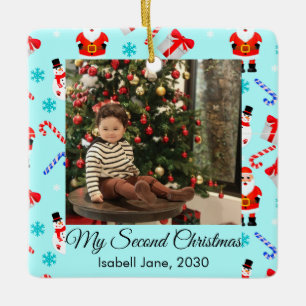 Süßes Baby 2. Weihnachts-Foto-Ornament Keramikornament