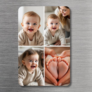 Süßes Baby 4 Foto-Collage Bild Magnet
