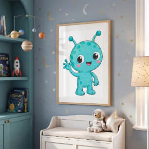 Süßes Baby-Alien-Weltraum-Monster Poster