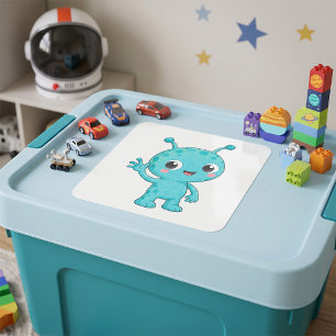 Süßes Baby-Alien-Weltraum-Monster Quadratischer Aufkleber