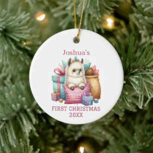 Süßes Baby-Alpaka-Weihnachten Keramik Ornament