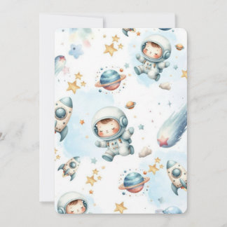 Süßes Baby-Astronaut Raum-Muster Notizbuch | Kawai Einladung