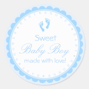 Süßes Baby-blaue Abdruck-Babyparty Runder Aufkleber