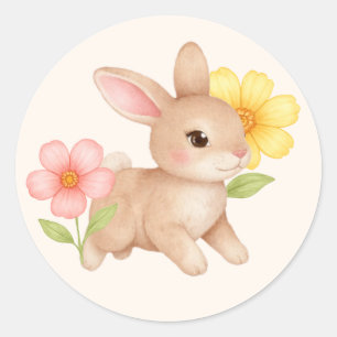 Süßes Baby-Bunny-Kaninchen Rosa Wangen Runder Aufkleber